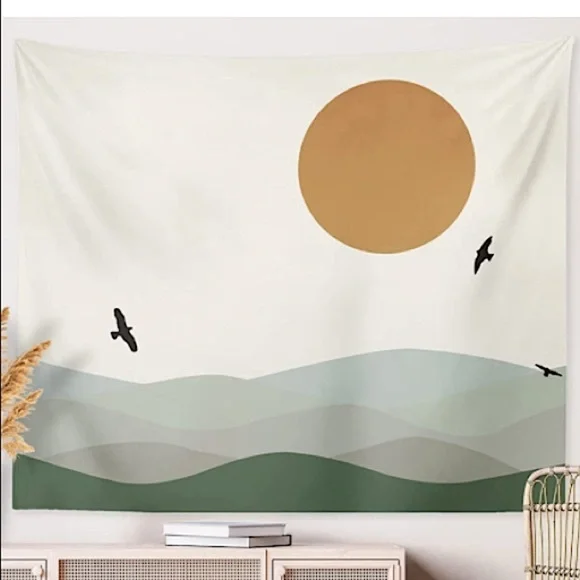 California Minimalist Mountain Range Nature Landscape Neutral Boho Home Decor - Picture 1 of 7